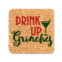 Thumbnail for Drink Up Grinches Square Cork Coasters (Set of 4) - Main Image | My Wedding Favors