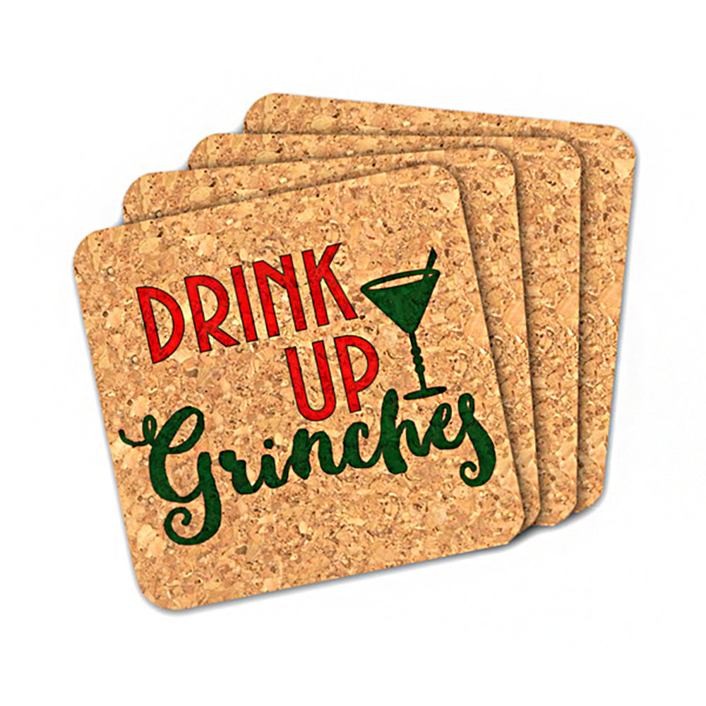 Drink Up Grinches Square Cork Coasters (Set of 4) - Alternate Image 2 | My Wedding Favors