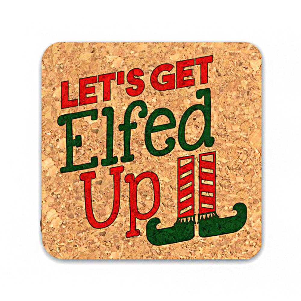 Let's Get Elfed Up Square Cork Coasters (Set of 4) - Main Image | My Wedding Favors