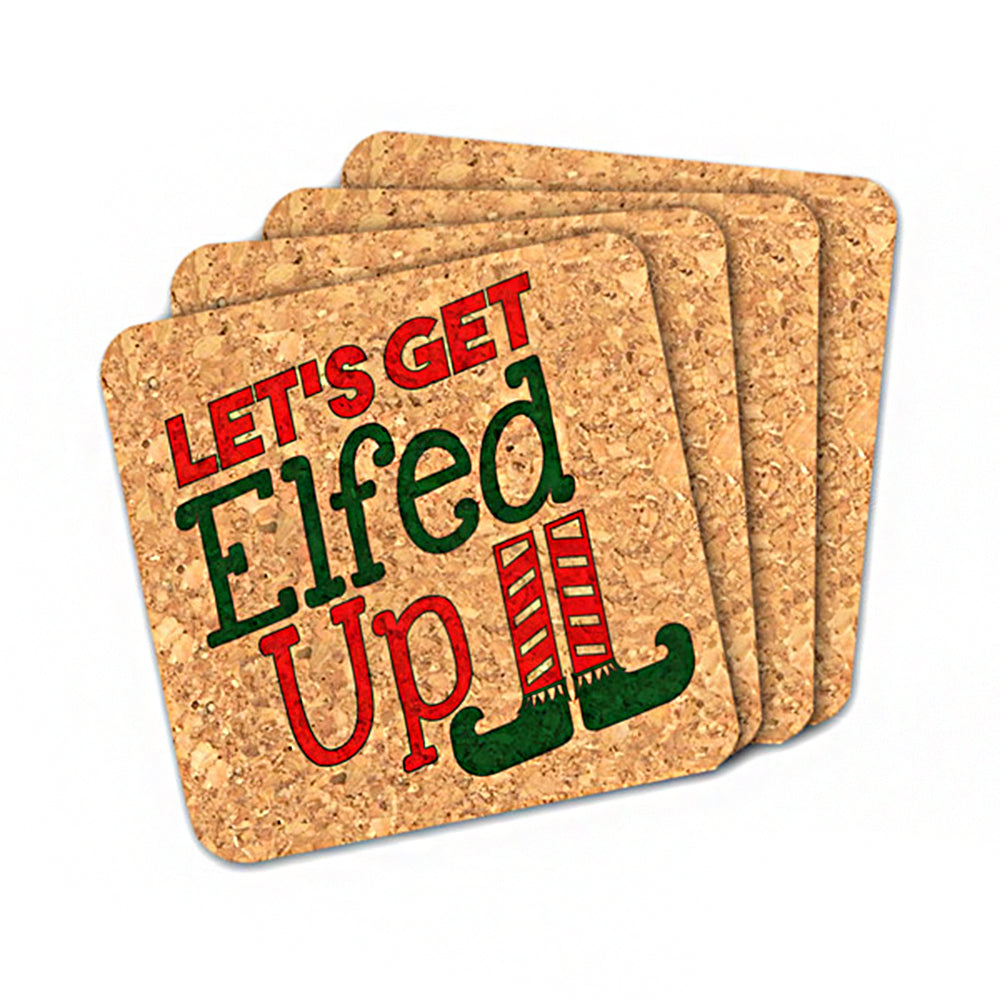 Let's Get Elfed Up Square Cork Coasters (Set of 4) - Alternate Image 2 | My Wedding Favors