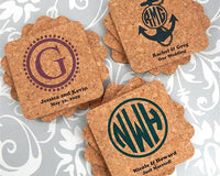 Monogrammed Cork Coasters (Square & Circle) - Main Image | My Wedding Favors