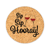 Thumbnail for Sip Sip Hooray Round Cork Coasters (Set of 4) - Alternate Image 2 | My Wedding Favors