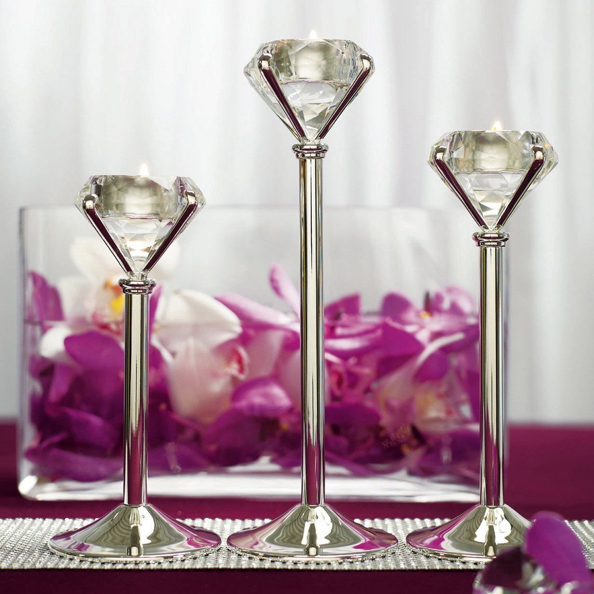 Crown Jewel Diamond-Shaped Tea Light Candleholder - Main Image | My Wedding Favors