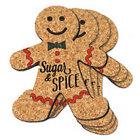 Thumbnail for Sugar & Spice Gingerbread Man Cork Coasters (Set of 4) - Main Image | My Wedding Favors