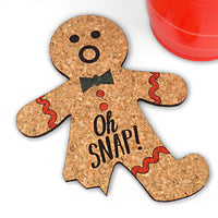 Thumbnail for Oh Snap! Gingerbread Man Cork Coasters (Set of 4) - Main Image | My Wedding Favors