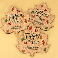 Thumbnail for Personalized Holiday Leaf Cork Coaster - Main Image | My Wedding Favors