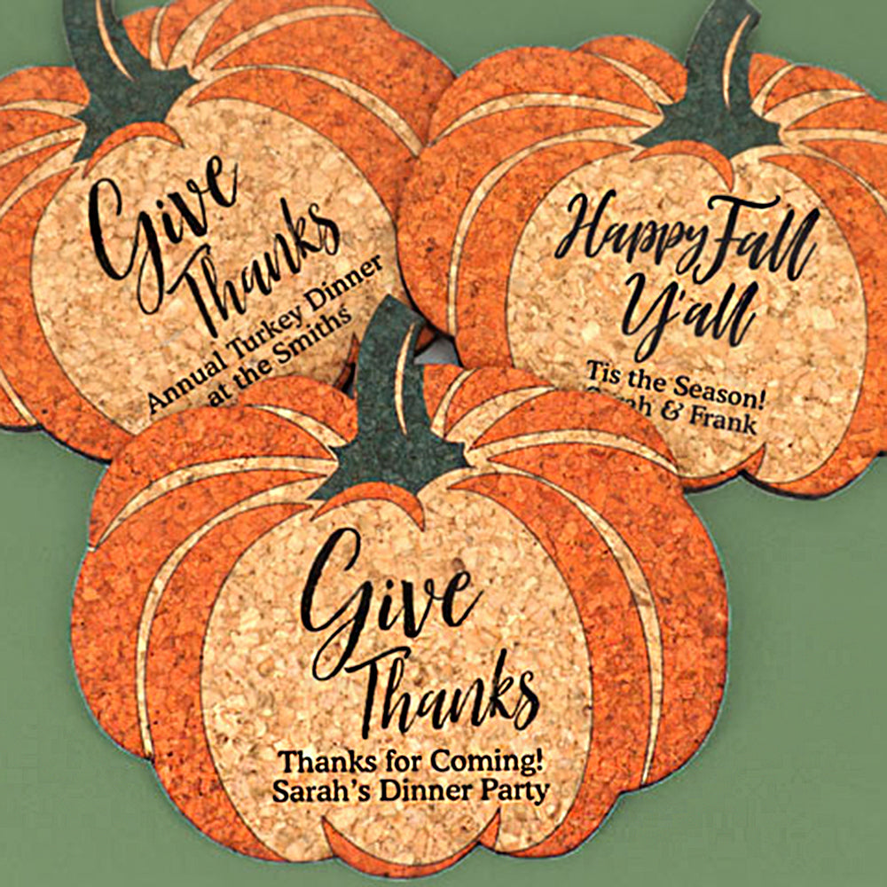 Personalized Pumpkin Cork Coaster - Main Image | My Wedding Favors