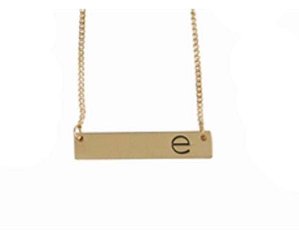 Gold Metal Initial Bar Necklace
