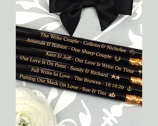 Personalized Pencils (Black, White, Silver or Gold) (Set of 12) - Alternate Image 7 | My Wedding Favors