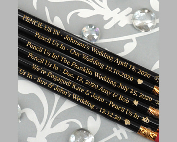 Personalized Pencils (Black, White, Silver or Gold) (Set of 12) - Alternate Image 4 | My Wedding Favors