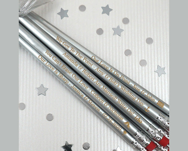 Personalized Pencils (Black, White, Silver or Gold) (Set of 12) - Alternate Image 8 | My Wedding Favors