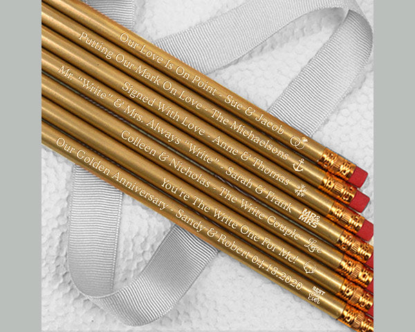 Personalized Pencils (Black, White, Silver or Gold) (Set of 12) - Alternate Image 6 | My Wedding Favors