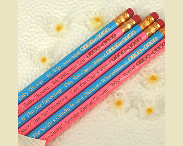 Gender Reveal "Pink or Blue" Personalized Pencils (Set of 2) - Main Image | My Wedding Favors