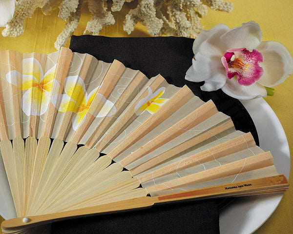 Tropical Fan with Romantic Plumeria Floral Details (Set of 6) - Alternate Image 3 | My Wedding Favors