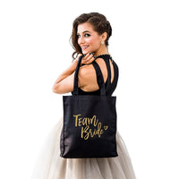 Thumbnail for Team Bride Black Canvas Tote Bag - Alternate Image 2 | My Wedding Favors