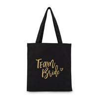 Thumbnail for Team Bride Black Canvas Tote Bag - Main Image | My Wedding Favors