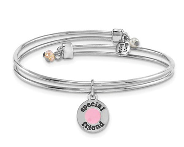 Bridal Special Friend Charm Silver Bracelet Bangle