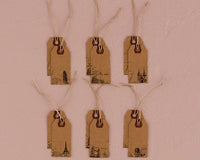 Thumbnail for Global Destinations Vintage Paper Shipping Tags with Twine Ties (Set of 12) - Main Image | My Wedding Favors
