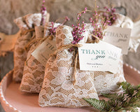 Thumbnail for Rustic Burlap And Lace Drawstring Favor Bag (Set of 12) - Alternate Image 2 | My Wedding Favors