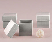 Thumbnail for Metallic Silver Square Favor Box with Lid - Main Image | My Wedding Favors