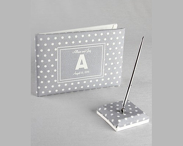 Polka Dot Canvas Guest Book & Penholder - Main Image | My Wedding Favors