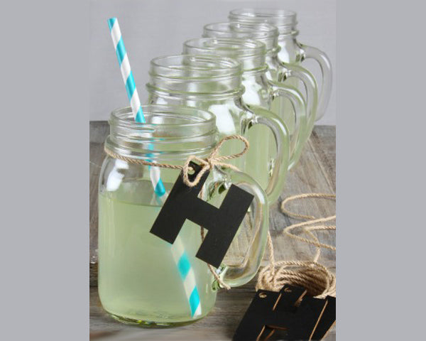 Mason Jars w/ Chalkboard Letter & Jute Twine (Set of 12) - Main Image | My Wedding Favors