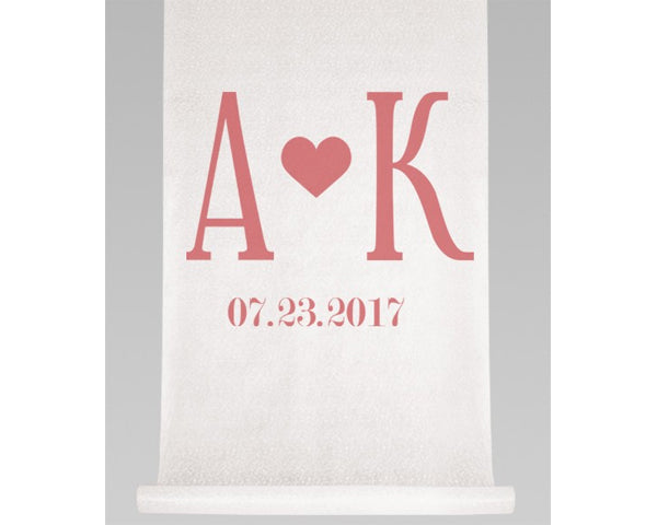 Personalized Initials & Heart Aisle Runner - Main Image | My Wedding Favors