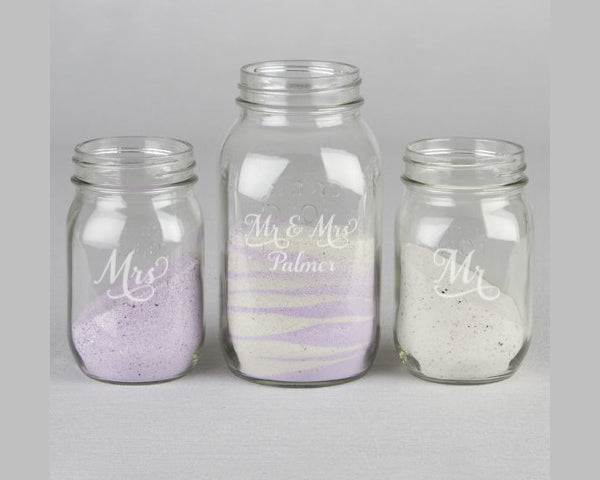 Personalized Last Name Mason Jars Sand Ceremony - Main Image | My Wedding Favors