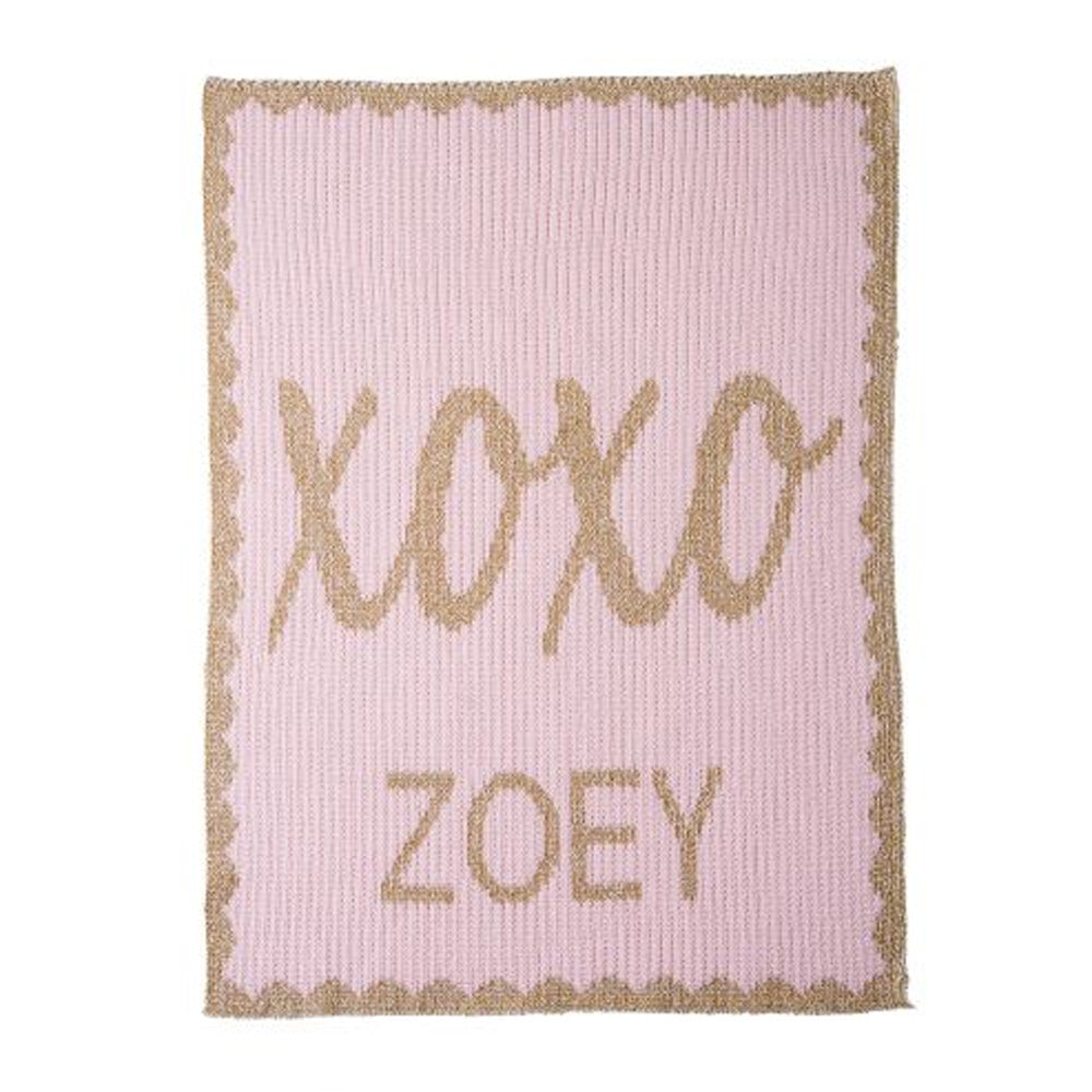 Personalized Hugs & Kisses Metallic Blanket (Multiple Colors Available) - Main Image | My Wedding Favors