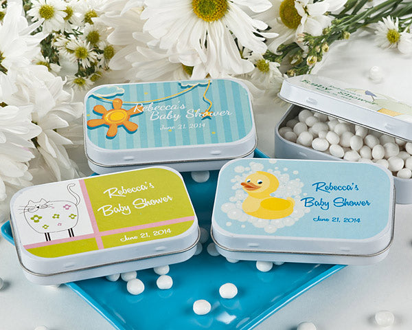 baby shower favor - personalized animal mint tins
