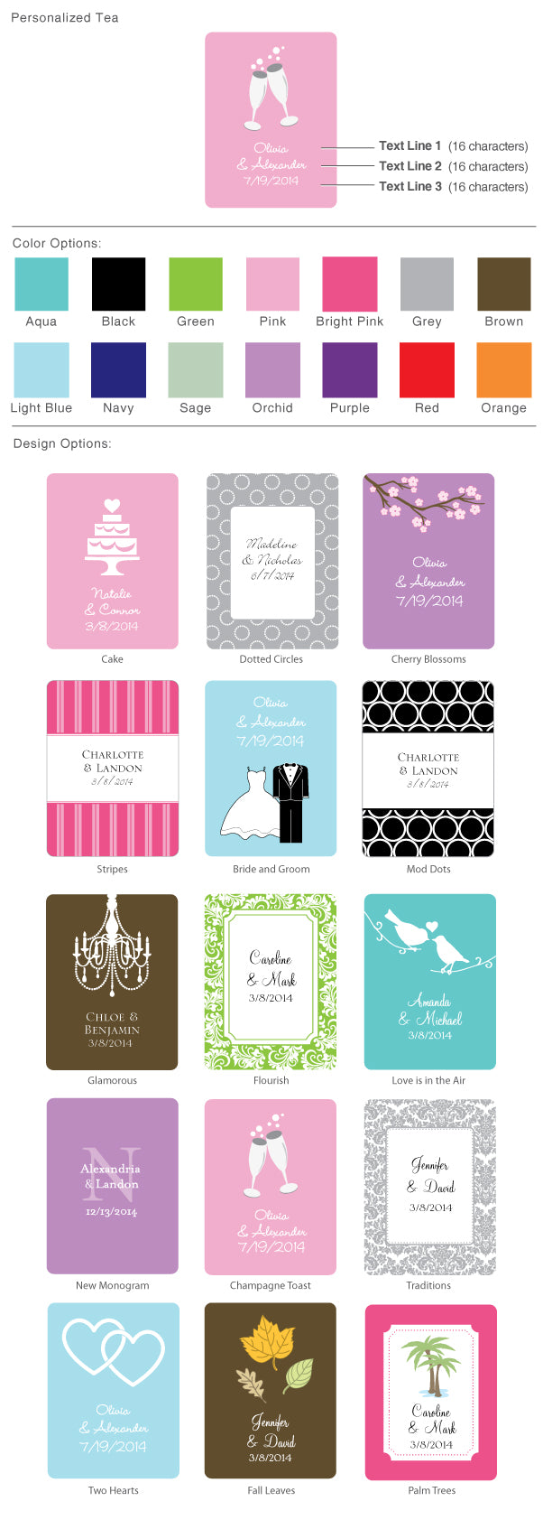 Personalized Wedding Tea Packs (Many Designs Available) - Alternate Image 2 | My Wedding Favors