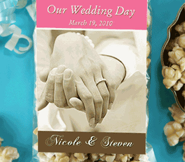 Personalized Elegant Themed Caramel Popcorn Wedding Favors - Main Image | My Wedding Favors