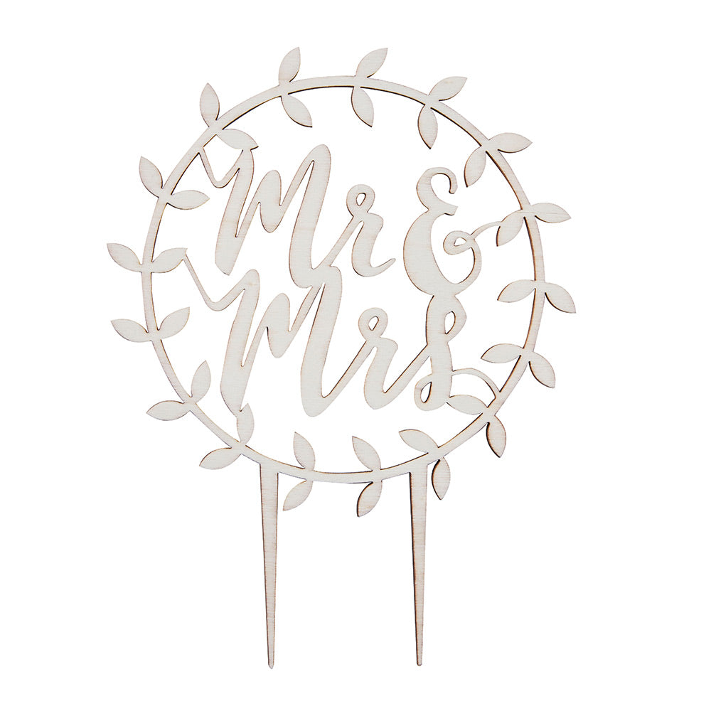 Beautiful Botanics Wooden Mr. & Mrs. Cake Topper - Alternate Image 2 | My Wedding Favors