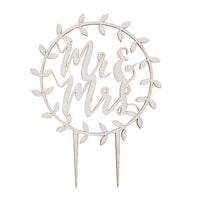 Thumbnail for Beautiful Botanics Wooden Mr. & Mrs. Cake Topper - Alternate Image 2 | My Wedding Favors