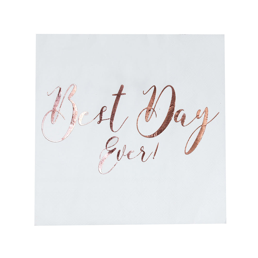 Beautiful Botanics Rose Gold Best Day Ever Napkins (Set of 20) - Alternate Image 2 | My Wedding Favors
