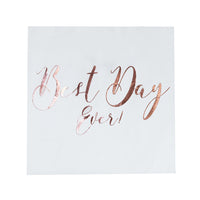 Thumbnail for Beautiful Botanics Rose Gold Best Day Ever Napkins (Set of 20) - Alternate Image 2 | My Wedding Favors