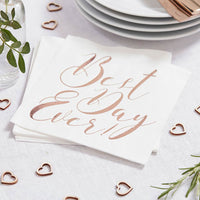 Thumbnail for Beautiful Botanics Rose Gold Best Day Ever Napkins (Set of 20) - Main Image | My Wedding Favors