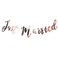 Thumbnail for Beautiful Botanics Rose Gold Just Married Banner - Alternate Image 2 | My Wedding Favors