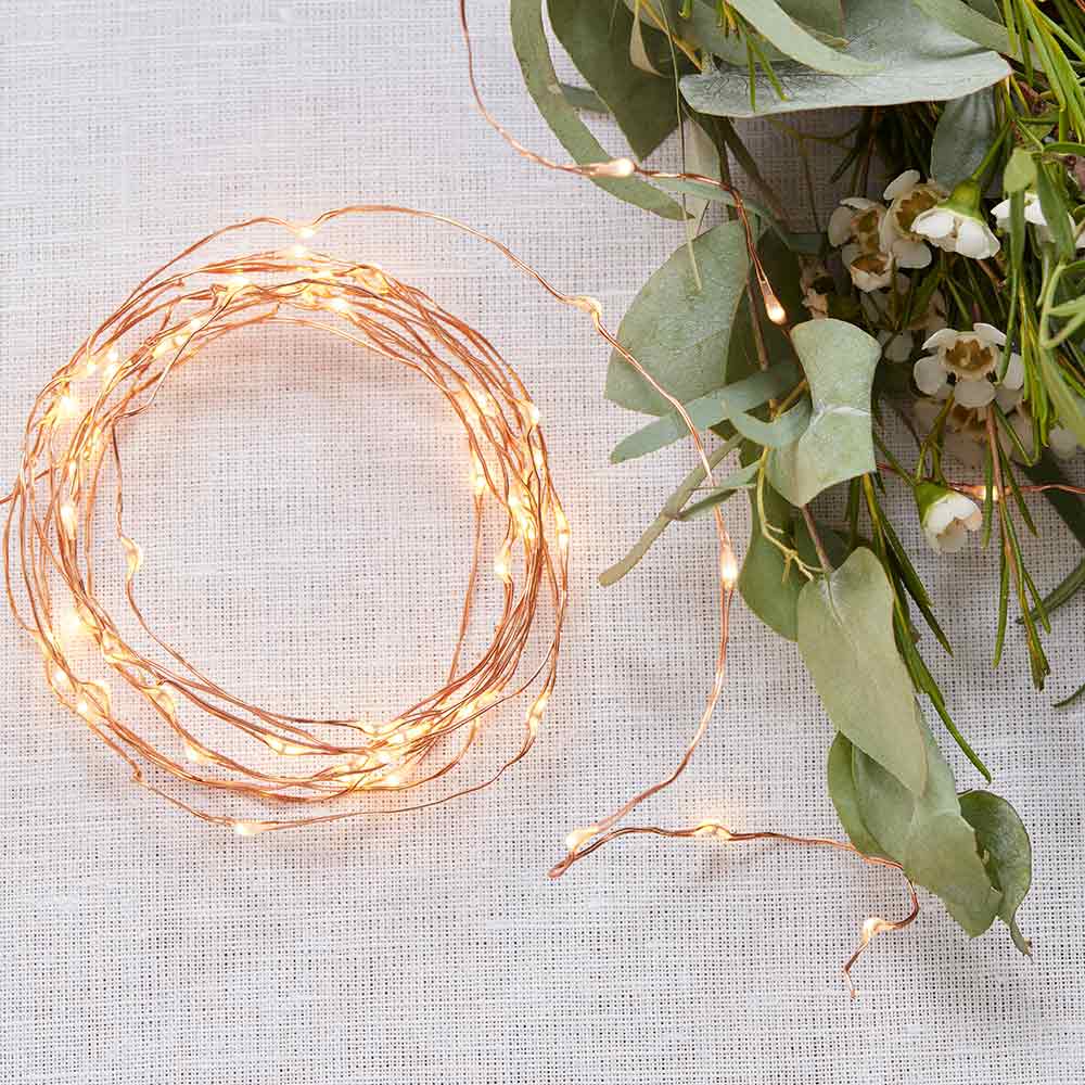 Beautiful Botanics Rose Gold LED String Lights - Alternate Image 2 | My Wedding Favors