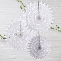 Thumbnail for Beautiful Botanics White Tissue Hanging Fan (Set of 3) - Main Image | My Wedding Favors