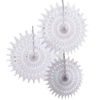 Thumbnail for Beautiful Botanics White Tissue Hanging Fan (Set of 3) - Alternate Image 2 | My Wedding Favors