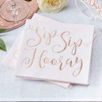 Thumbnail for Beautiful Botanics Rose Gold Foil Sip Sip Hooray Napkin (Set of 16) - Main Image | My Wedding Favors