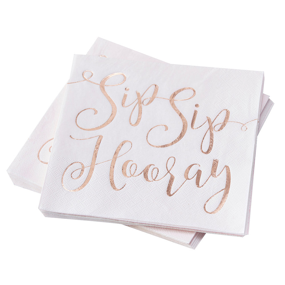 Beautiful Botanics Rose Gold Foil Sip Sip Hooray Napkin (Set of 16) - Alternate Image 2 | My Wedding Favors
