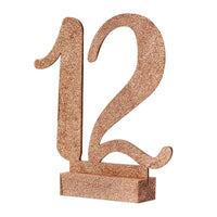 Thumbnail for Beautiful Botanics Rose Gold Glitter Wooden Table Numbers (1-12) - Alternate Image 2 | My Wedding Favors