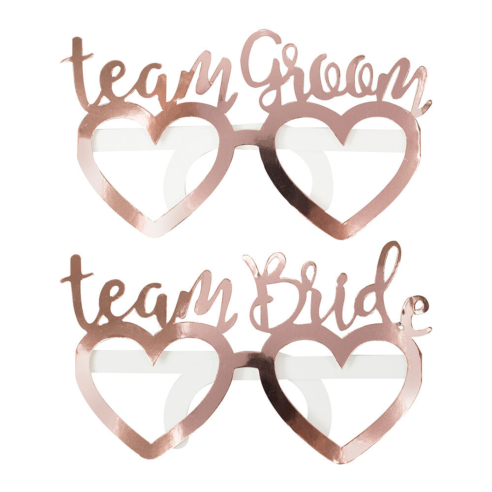 Beautiful Botanics Rose Gold Foil Team Bride Team Groom Glasses (Set of 8) - Alternate Image 2 | My Wedding Favors