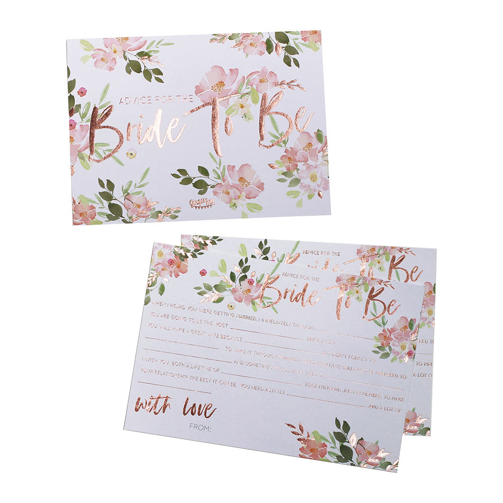 Bride To Be Rose Gold Advice Cards - Main Image | My Wedding Favors