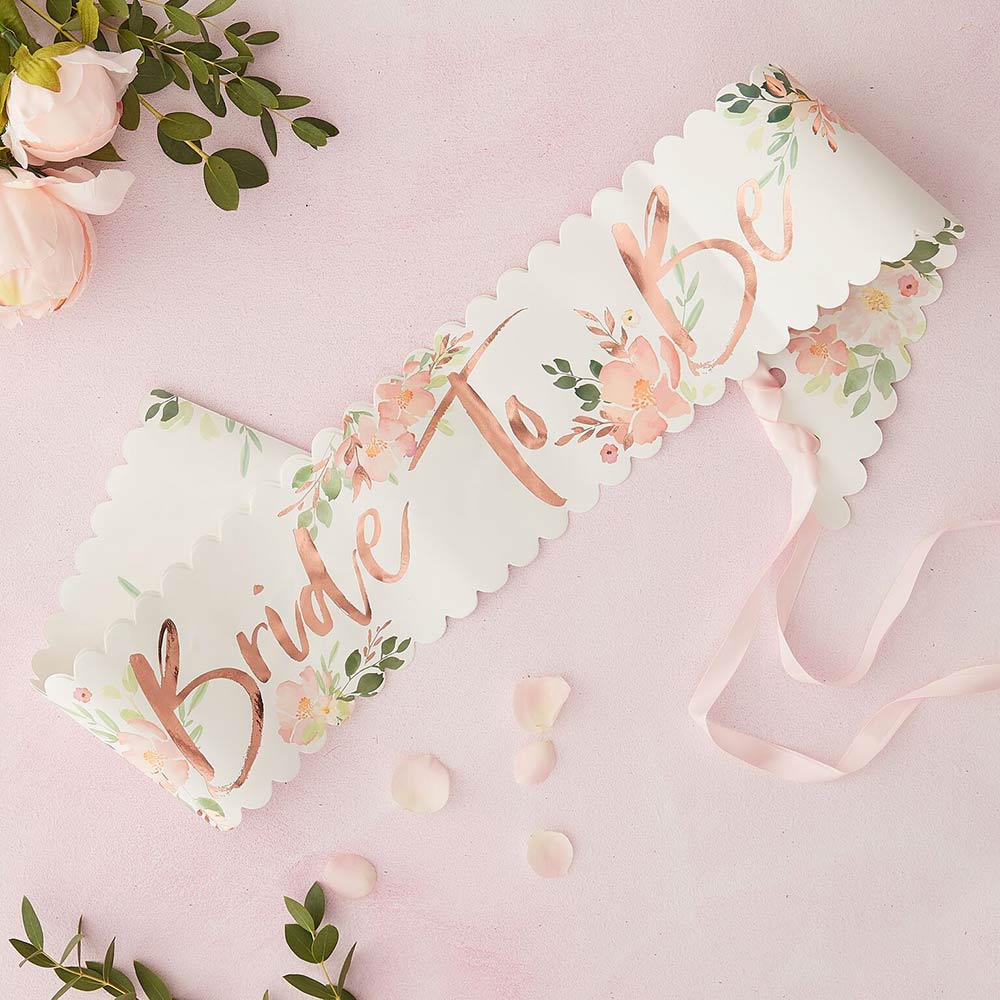 Bride to Be Rose Gold Paper Sash - Alternate Image 2 | My Wedding Favors