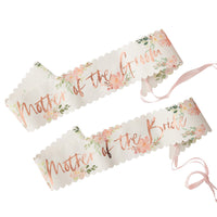 Thumbnail for Mother of the Bride/Groom Rose Gold Paper Sash (Set of 2) - Main Image | My Wedding Favors