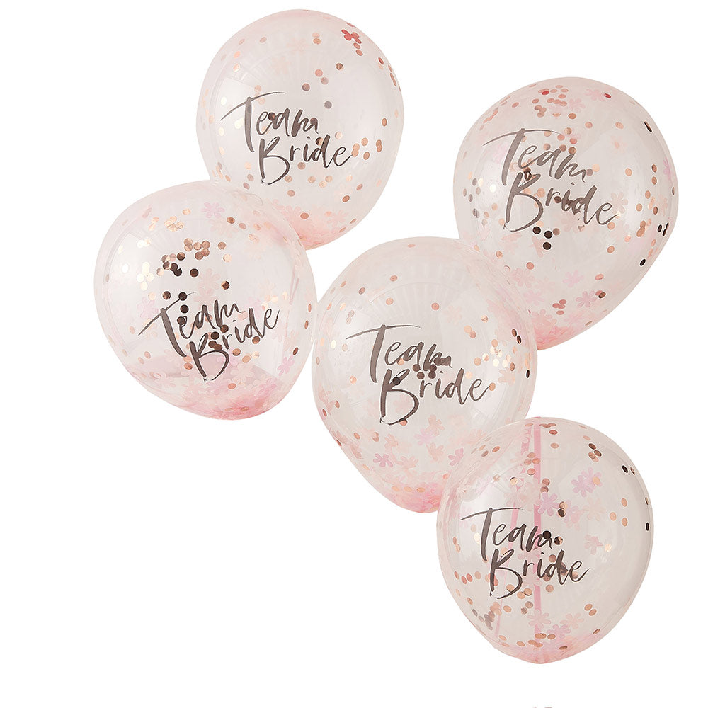 Team Bride Rose Gold 12" Confetti Balloons (Set of 5) - Main Image | My Wedding Favors