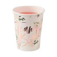 Thumbnail for Team Bride Rose Gold 9 oz. Paper Cups (Set of 8) - Main Image | My Wedding Favors